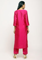 trueBrowns Pink Foil High Slit Set | Grocsy