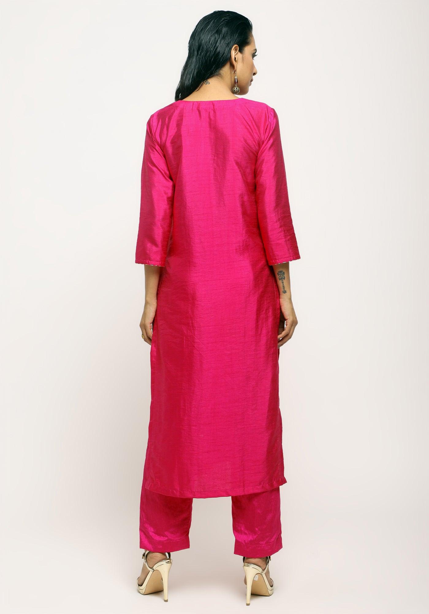 trueBrowns Pink Foil High Slit Set | Grocsy