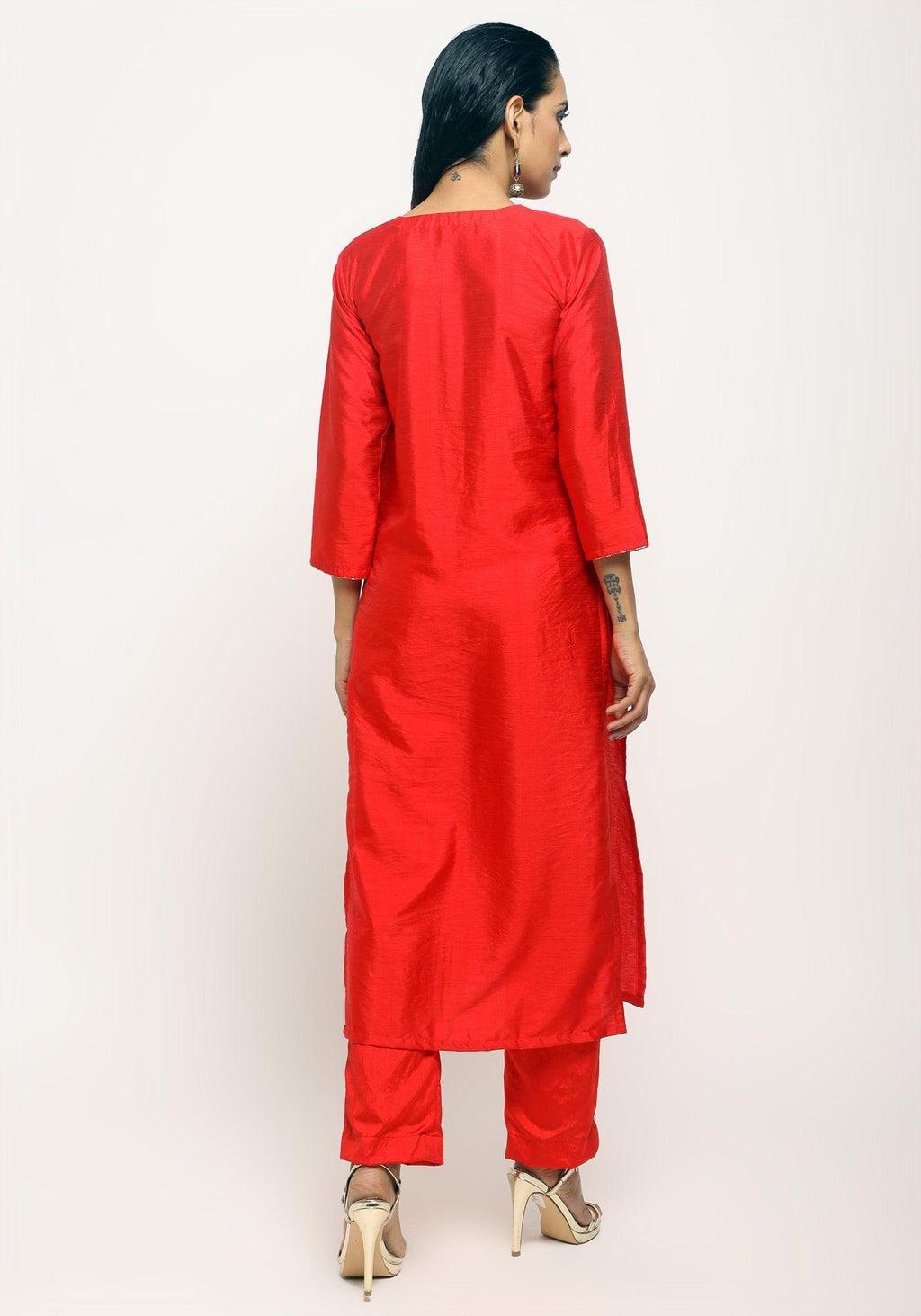 trueBrowns Orange Foil High Slit Set | Grocsy