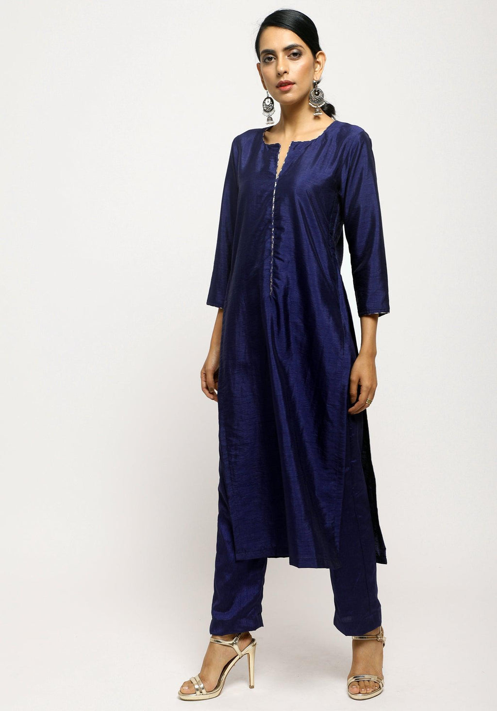 trueBrowns Blue Foil High Slit Set | Grocsy