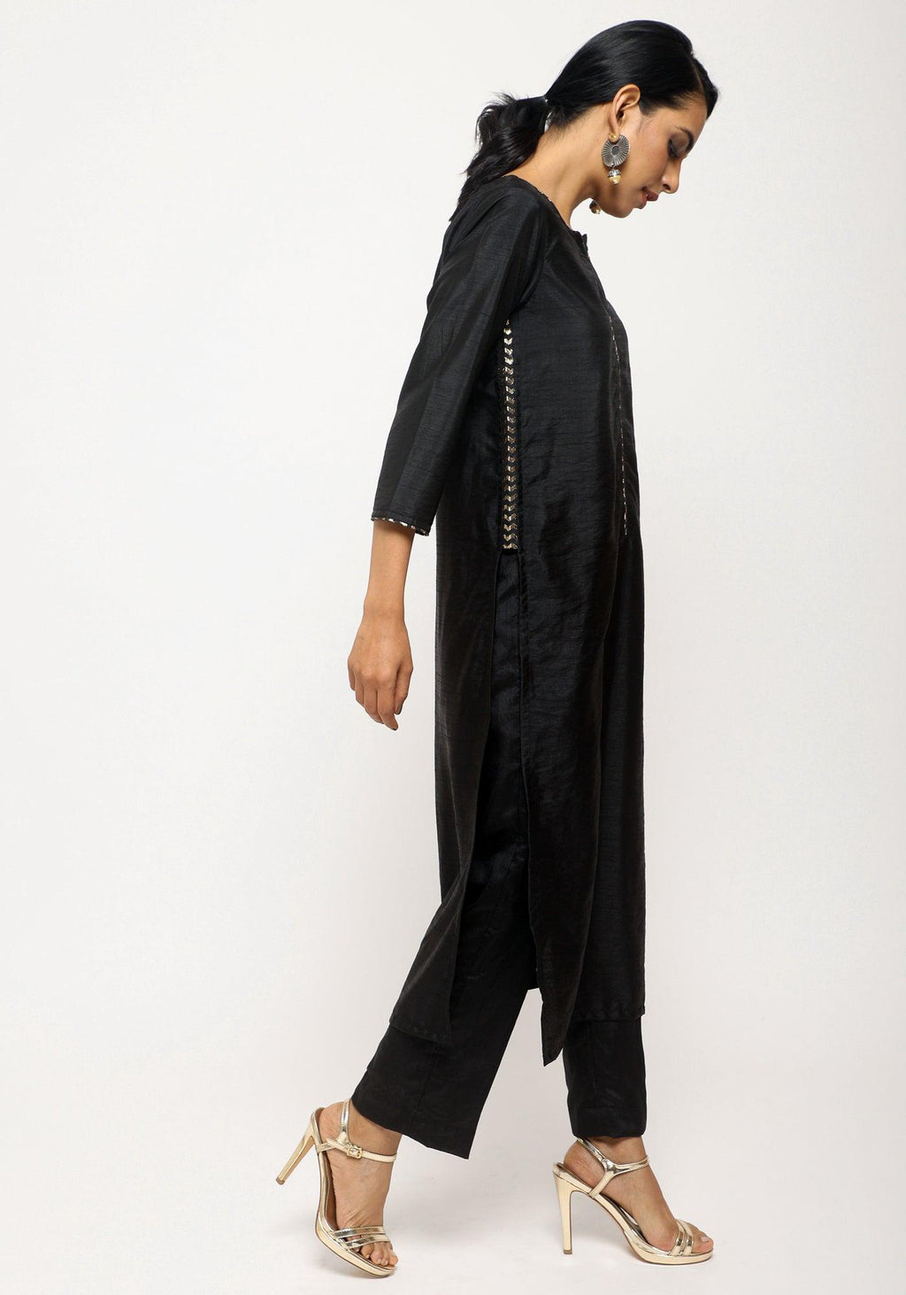 trueBrowns Black Foil High Slit Set | Grocsy