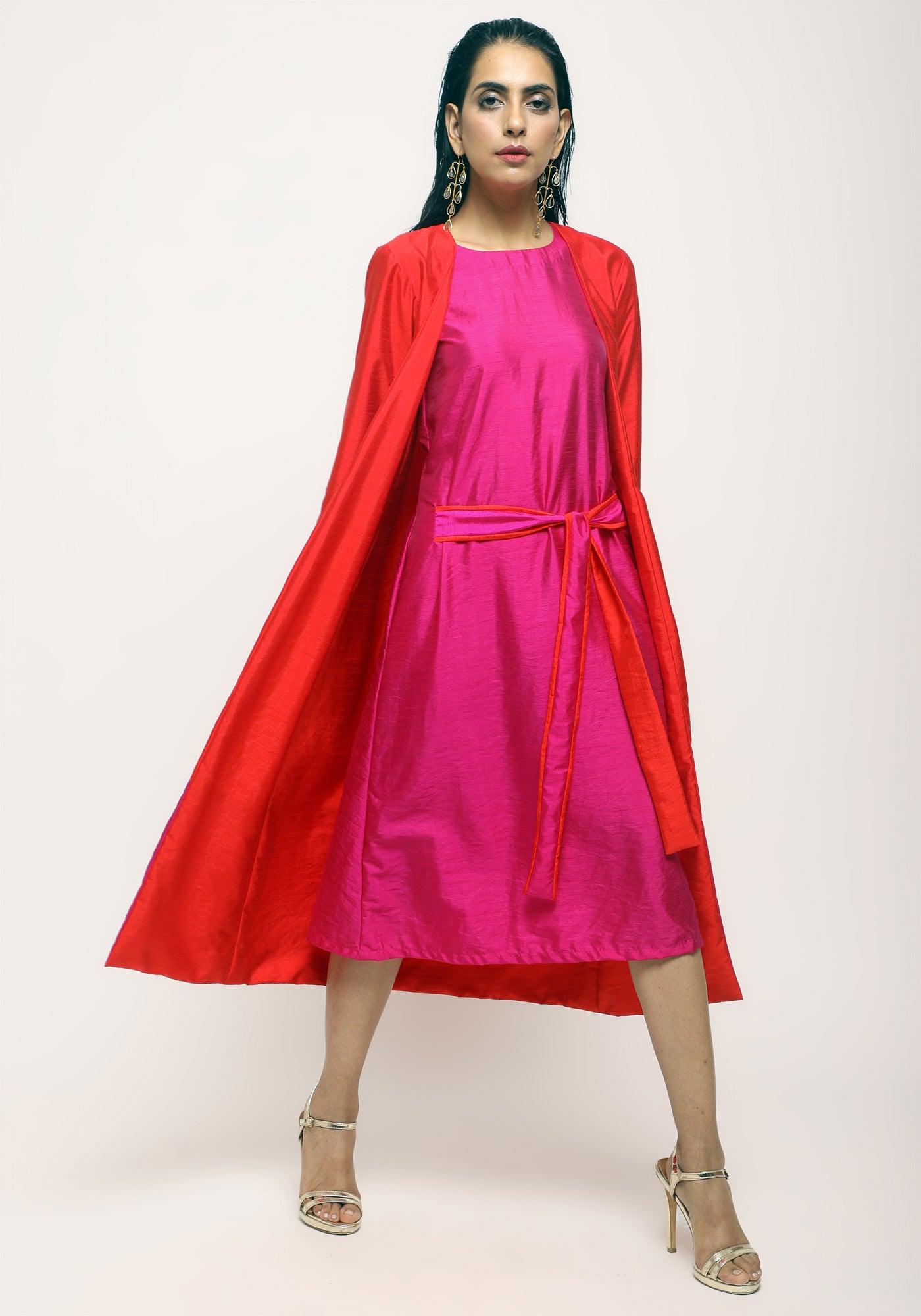 trueBrowns Orange Pink Silk Jacket | Grocsy