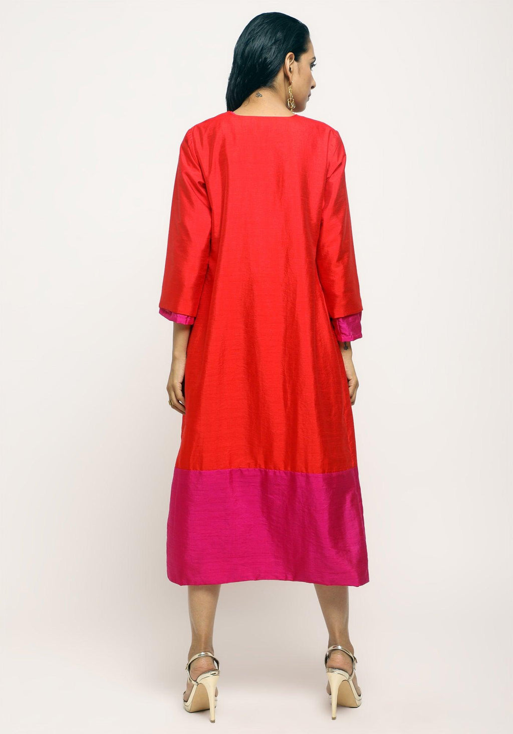 trueBrowns Orange Pink Silk Jacket | Grocsy