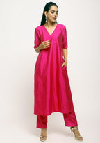trueBrowns Orange Pink Jacket Kurta Set | Grocsy