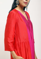 trueBrowns Orange Pink Jacket Kurta Set | Grocsy
