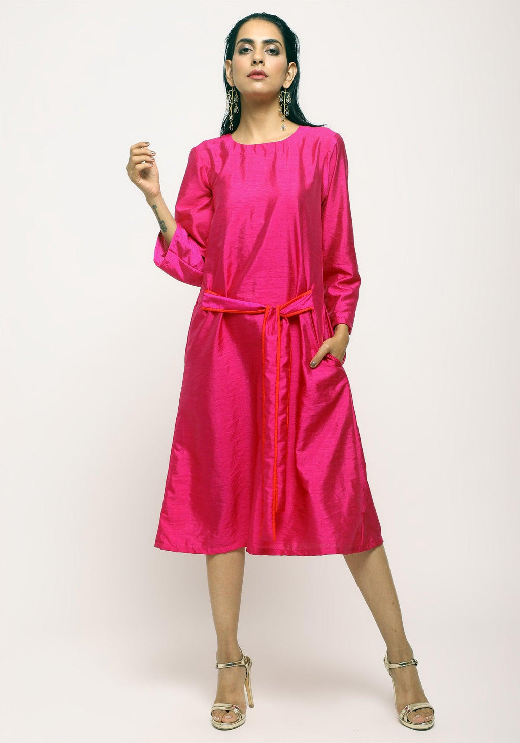 trueBrowns Orange Pink Jacket Dress Set | Grocsy