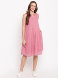 trueBrowns Pink Pin-Tucks Dress | Grocsy