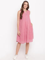 trueBrowns Pink Pin-Tucks Dress | Grocsy