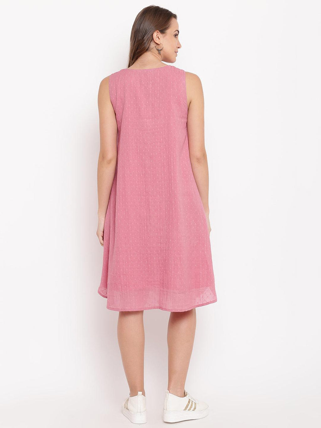 trueBrowns Pink Pin-Tucks Dress | Grocsy