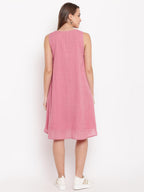 trueBrowns Pink Pin-Tucks Dress | Grocsy