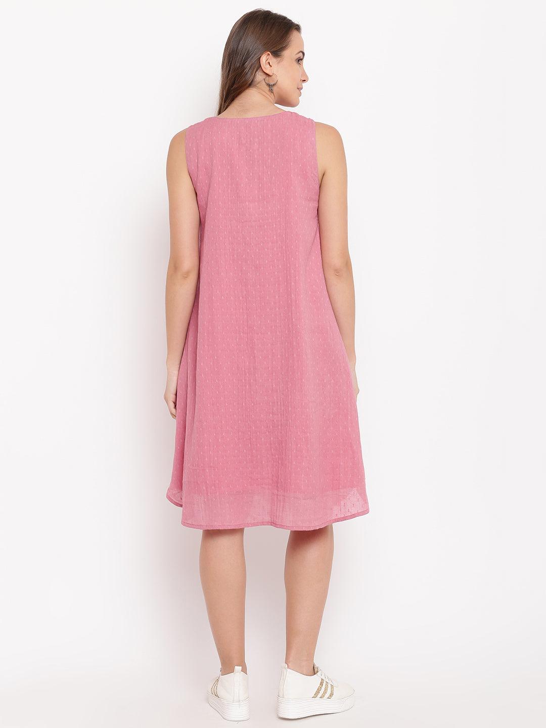trueBrowns Pink Pin-Tucks Dress | Grocsy
