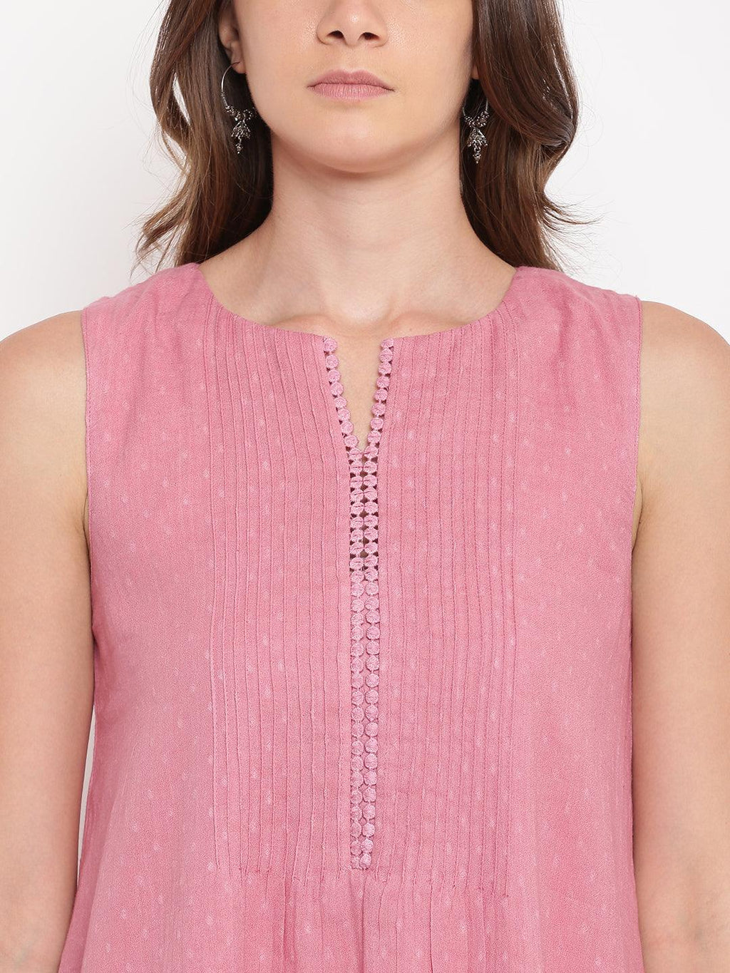 trueBrowns Pink Pin-Tucks Dress | Grocsy