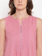 trueBrowns Pink Pin-Tucks Dress | Grocsy