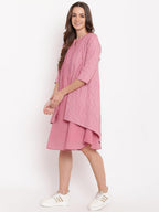 trueBrowns Pink Pin-Tucks Dress Reversible Jacket | Grocsy