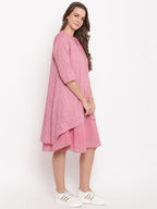 trueBrowns Pink Pin-Tucks Dress Reversible Jacket | Grocsy