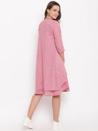 trueBrowns Pink Pin-Tucks Dress Reversible Jacket | Grocsy