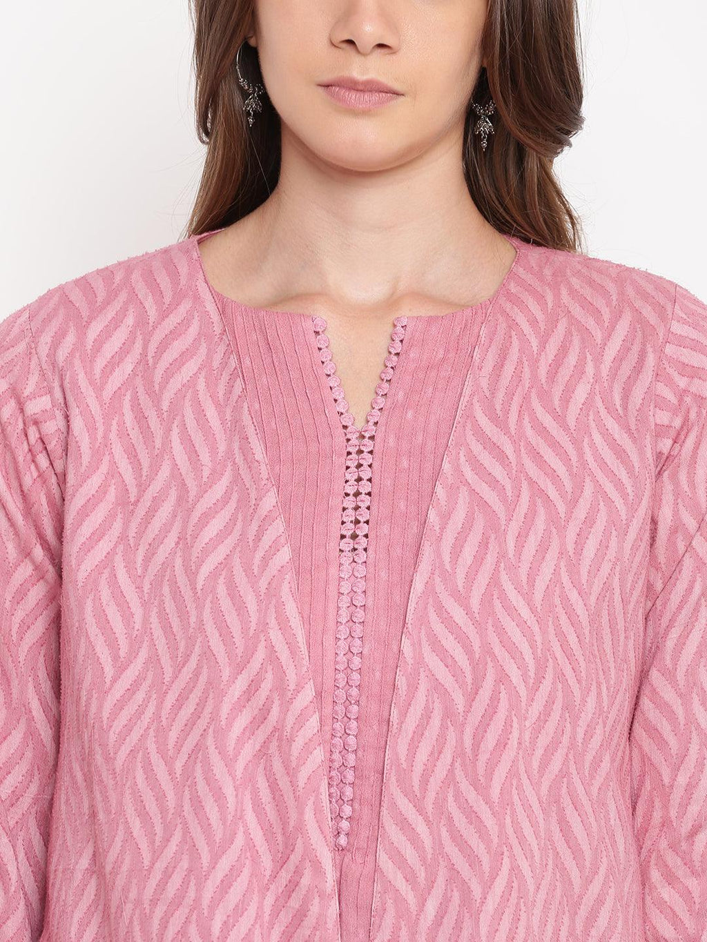 trueBrowns Pink Pin-Tucks Dress Reversible Jacket | Grocsy