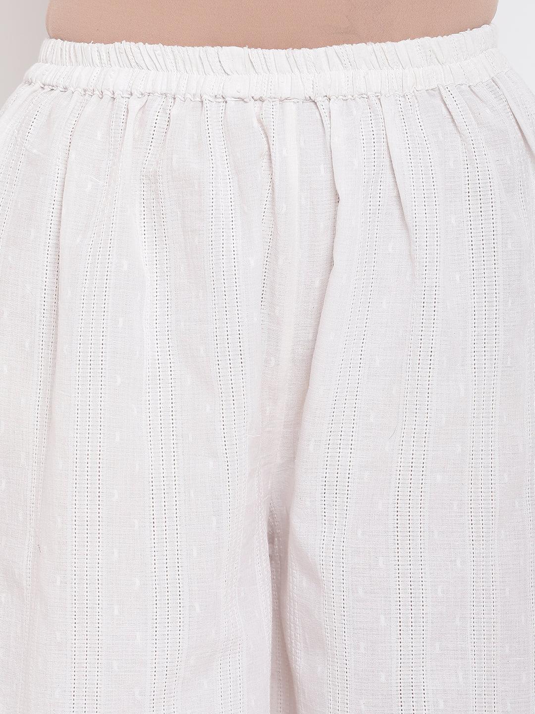 trueBrowns White Cotton Pant | Grocsy