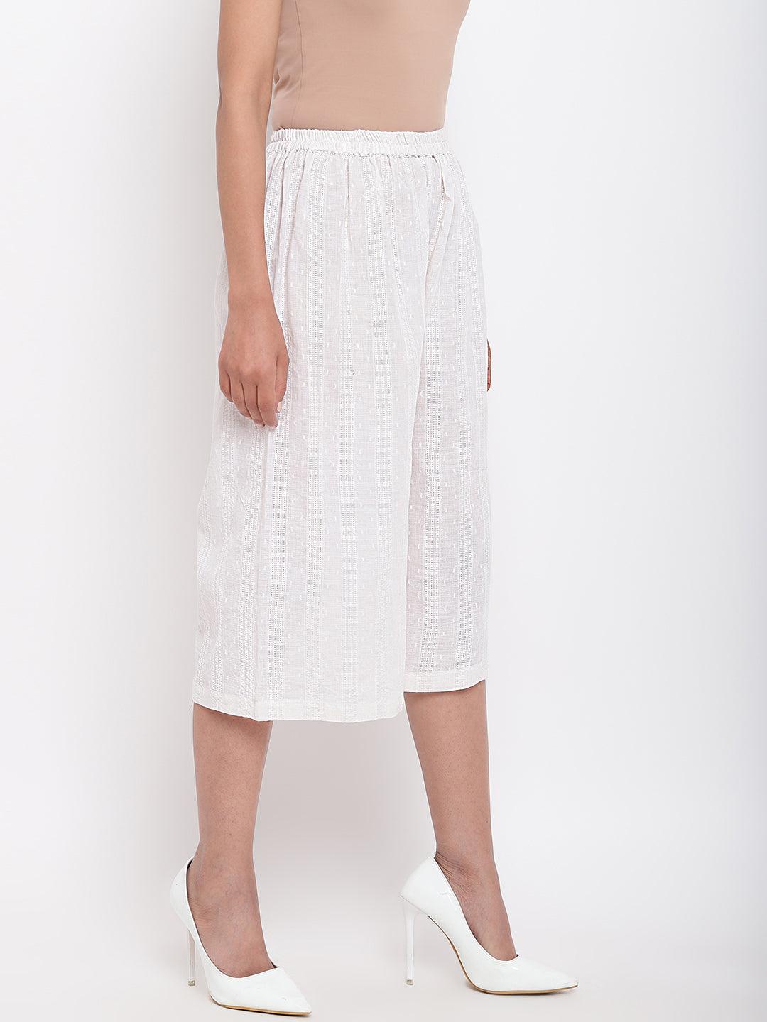 trueBrowns White Cotton Pant | Grocsy