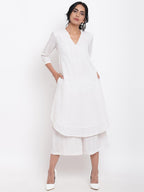 trueBrowns White Dobby Kurta Set | Grocsy