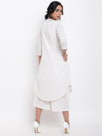 trueBrowns White Dobby Kurta Set | Grocsy