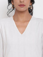 trueBrowns White Dobby Kurta Set | Grocsy