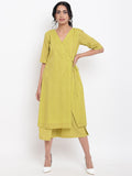 trueBrowns Green Cotton Angrakha Kurta Set | Relove | Grocsy