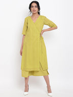 trueBrowns Green Cotton Angrakha Kurta Set | Relove | Grocsy