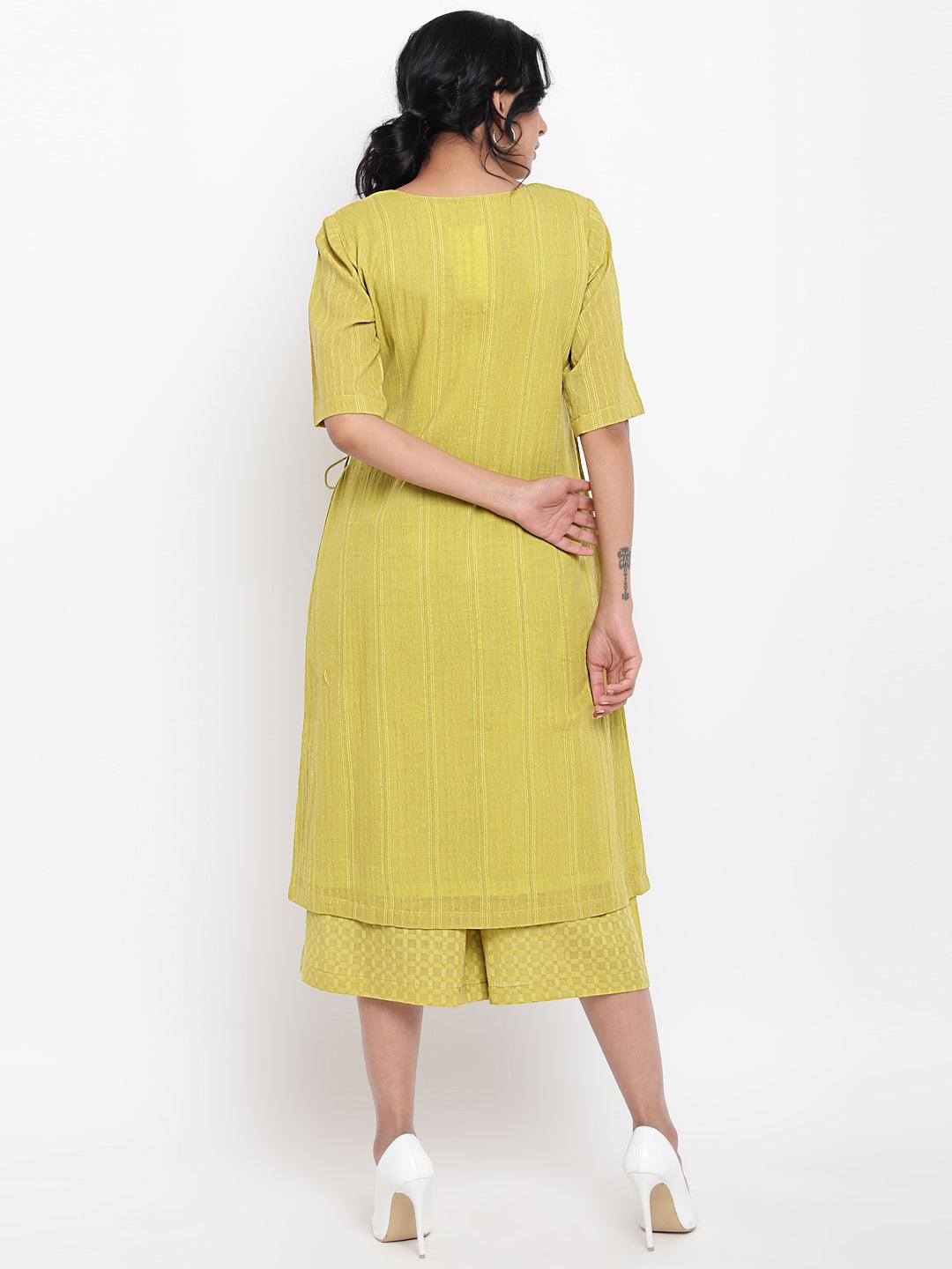 trueBrowns Green Cotton Angrakha Kurta Set | Relove | Grocsy