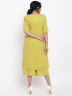 trueBrowns Green Cotton Angrakha Kurta Set | Grocsy