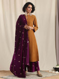 trueBrowns Wine Velvet Embroidered Shawl | Grocsy