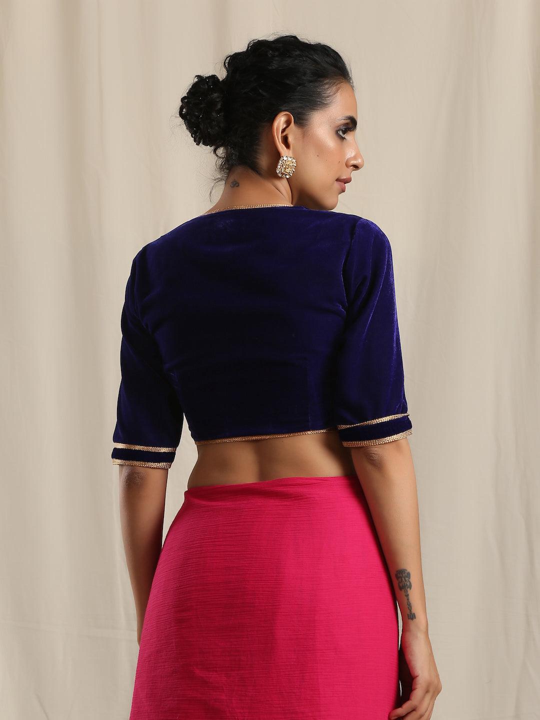 trueBrowns Blue Velvet Gota Blouse | Grocsy