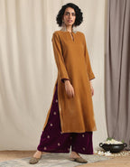 trueBrowns Brown Velvet Slit Kurta | Grocsy