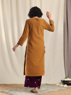 trueBrowns Brown Velvet Slit Kurta | Grocsy