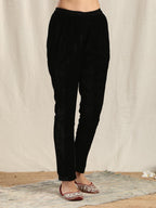 trueBrowns Black Velvet Pant | Grocsy