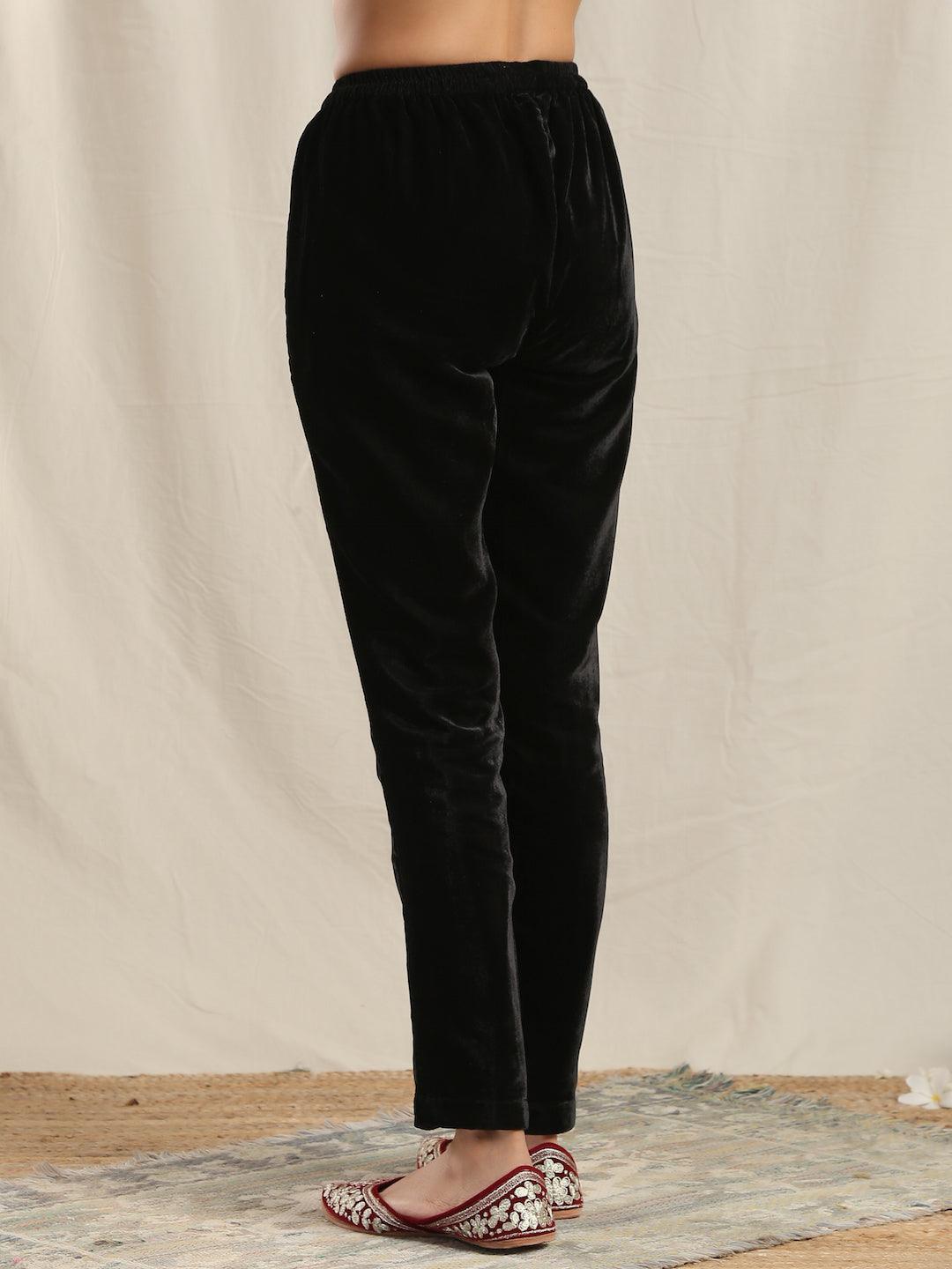 trueBrowns Black Velvet Pant | Grocsy