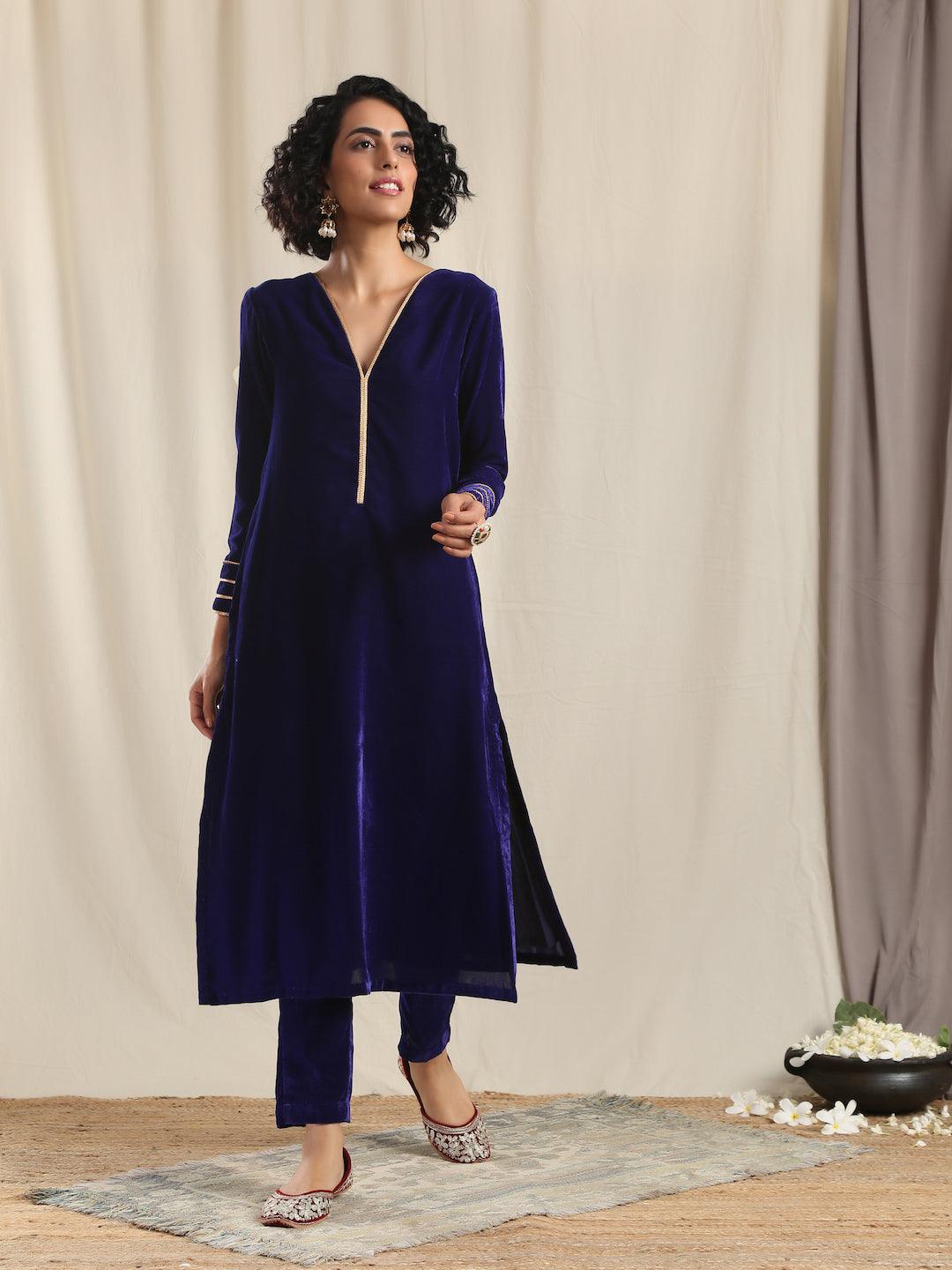 trueBrowns Blue Velvet Pant | Grocsy