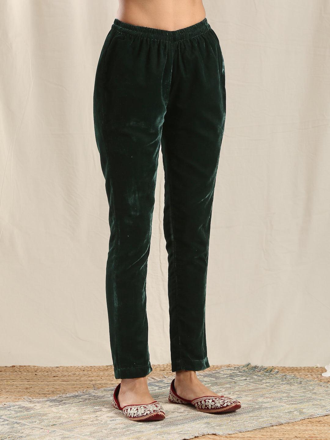 trueBrowns Green Velvet Pant | Grocsy