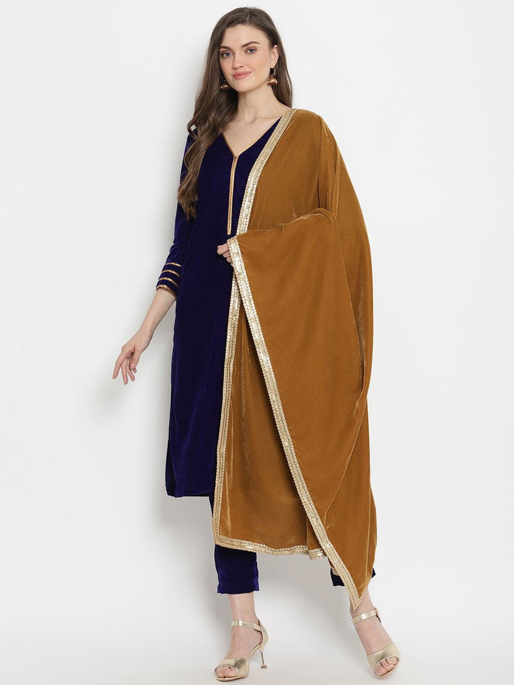 trueBrowns Brown Velvet Shawl | Grocsy