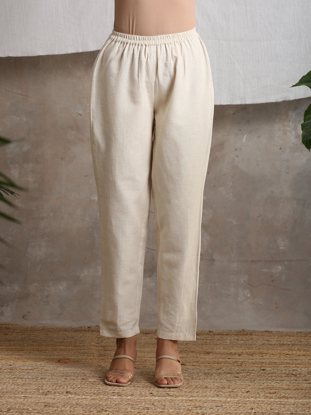 trueBrowns Beige Pure Cotton Pant | Grocsy