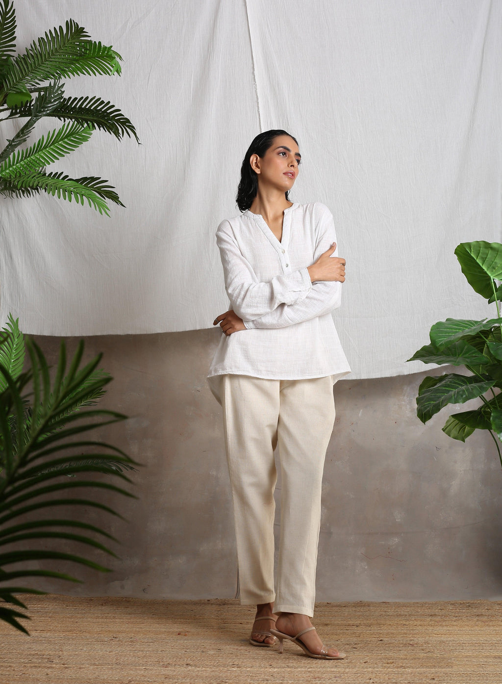 trueBrowns Beige Pure Cotton Pant | Grocsy