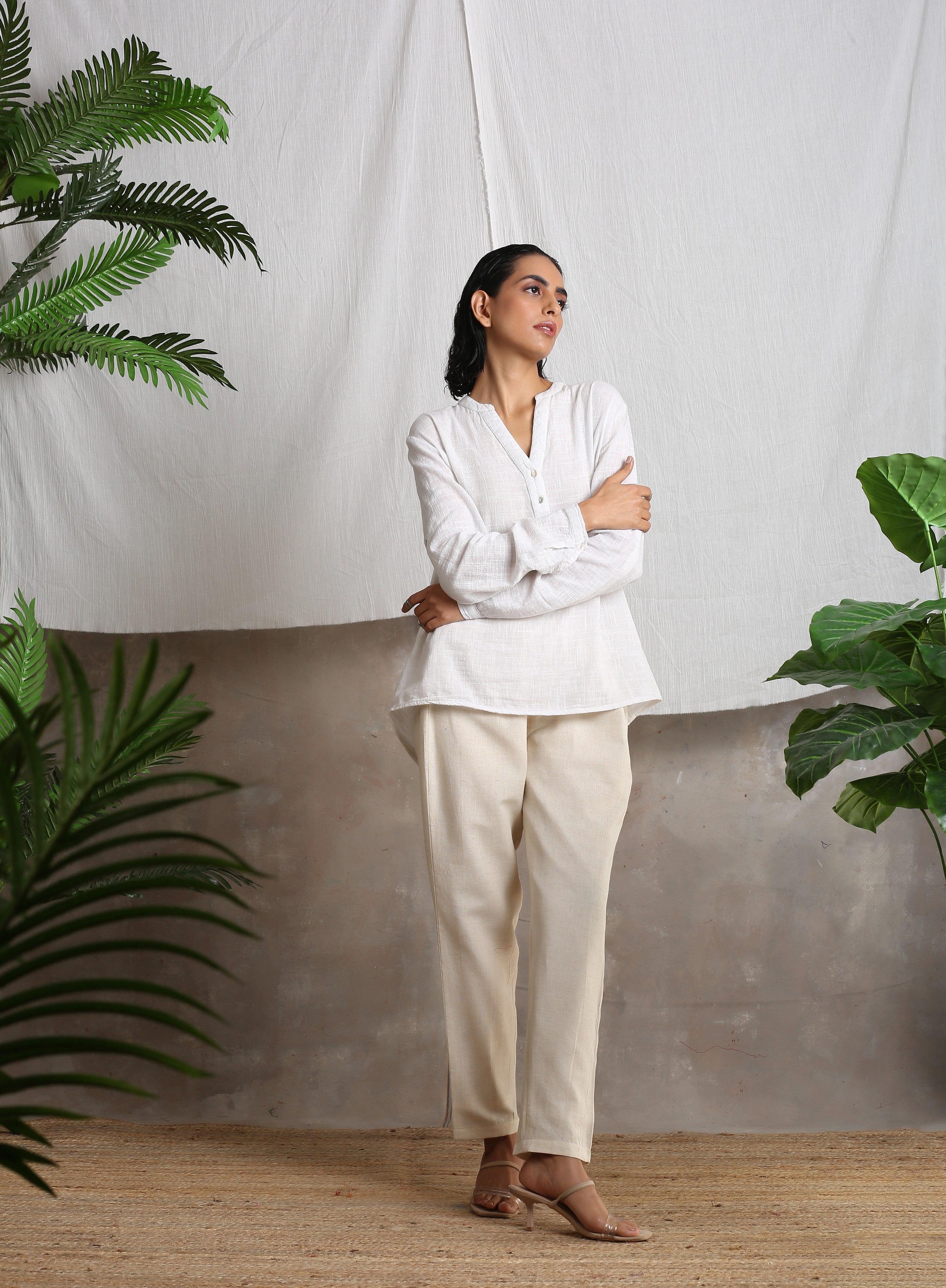 trueBrowns Beige Pure Cotton Pant | Grocsy