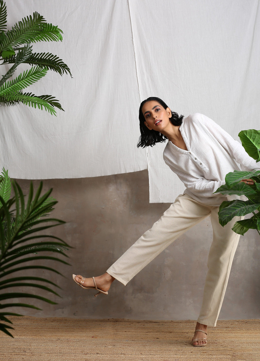 trueBrowns Beige Pure Cotton Pant | Grocsy