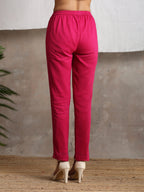 trueBrowns Pink Crinkled Pant | Grocsy
