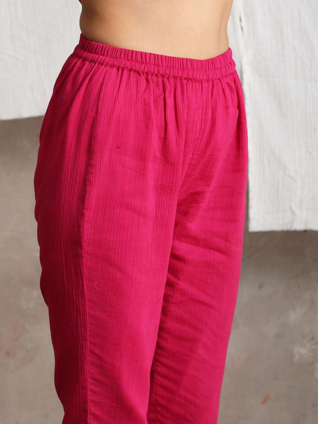 trueBrowns Pink Crinkled Pant | Grocsy