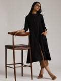 trueBrowns Cotton Linen Black Kurta Pant Set | Grocsy