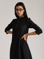 trueBrowns Cotton Linen Black Kurta Pant Set | Grocsy