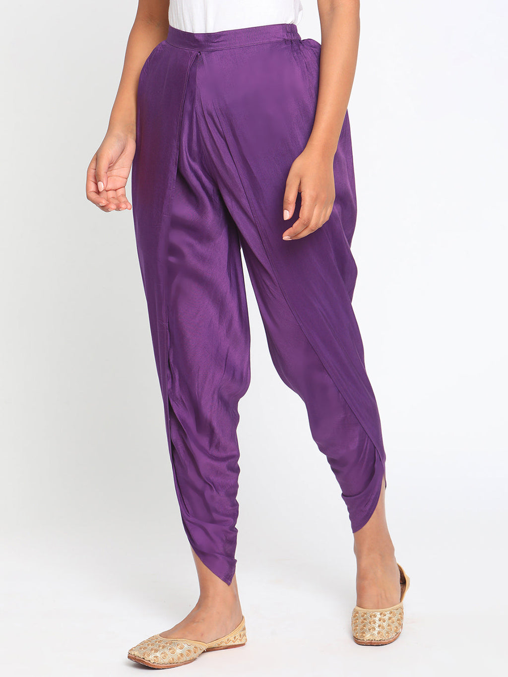 trueBrowns Silk Purple Dhoti Pant | Grocsy