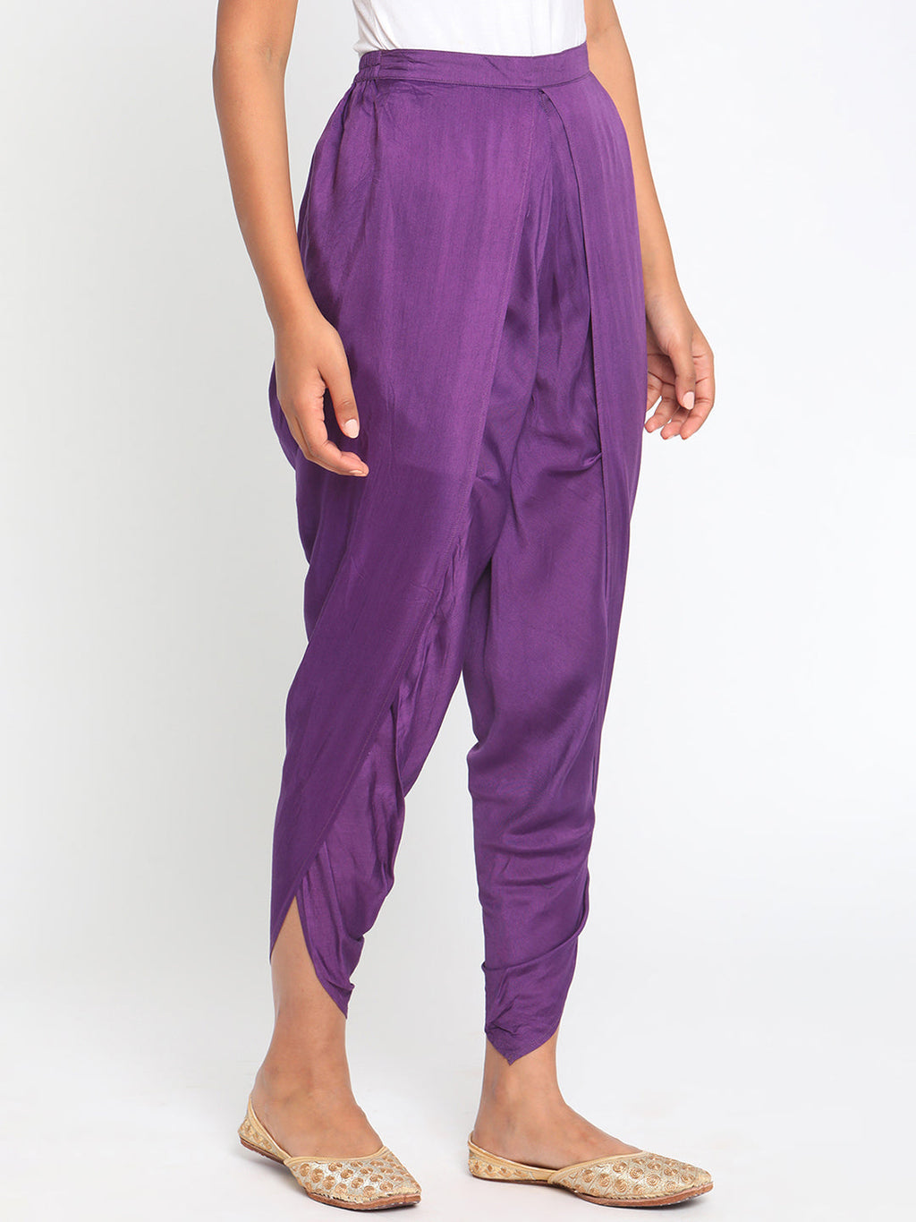 trueBrowns Silk Purple Dhoti Pant | Grocsy