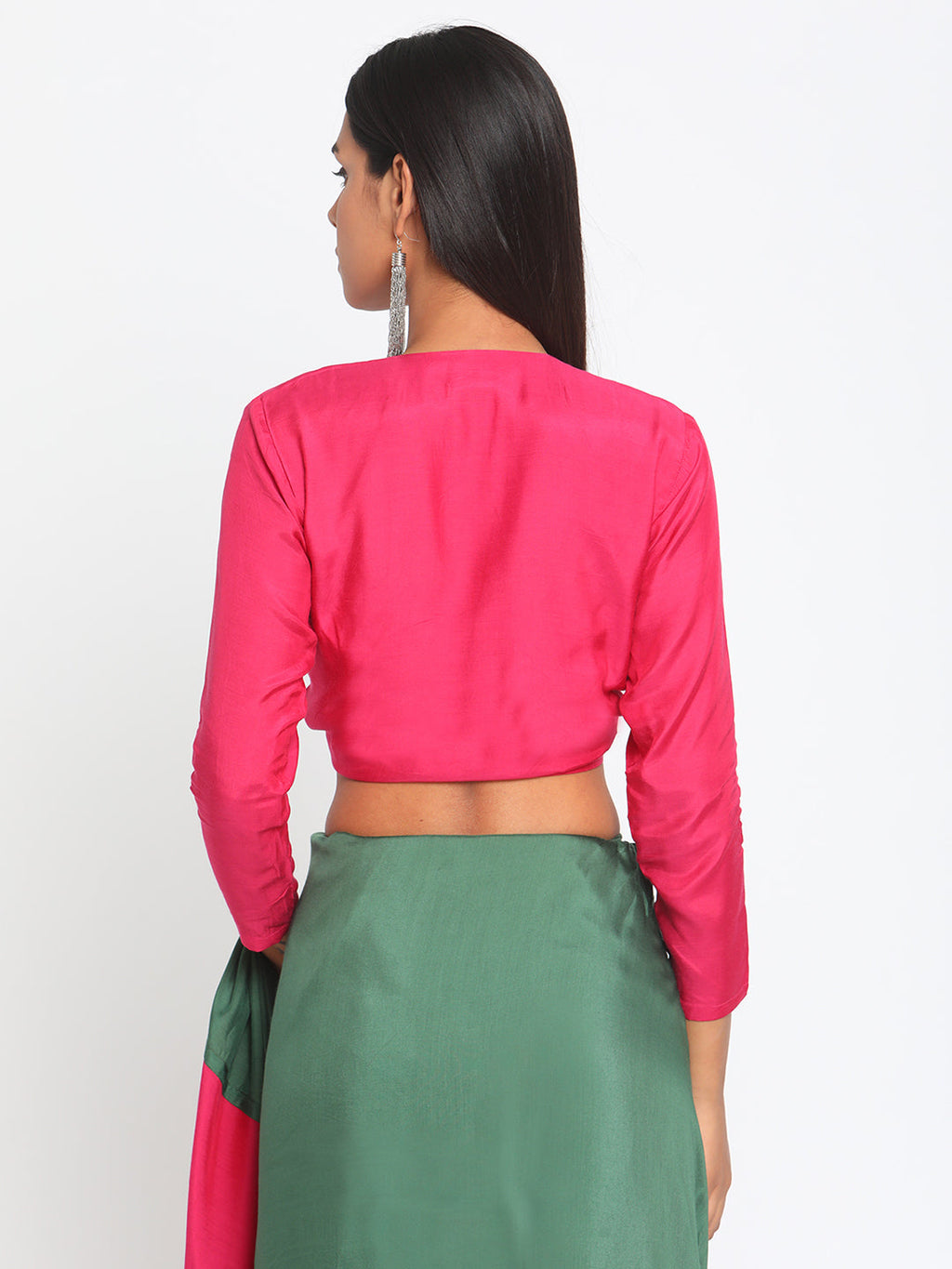 trueBrowns Silk Pink Tie Up Blouse | Grocsy